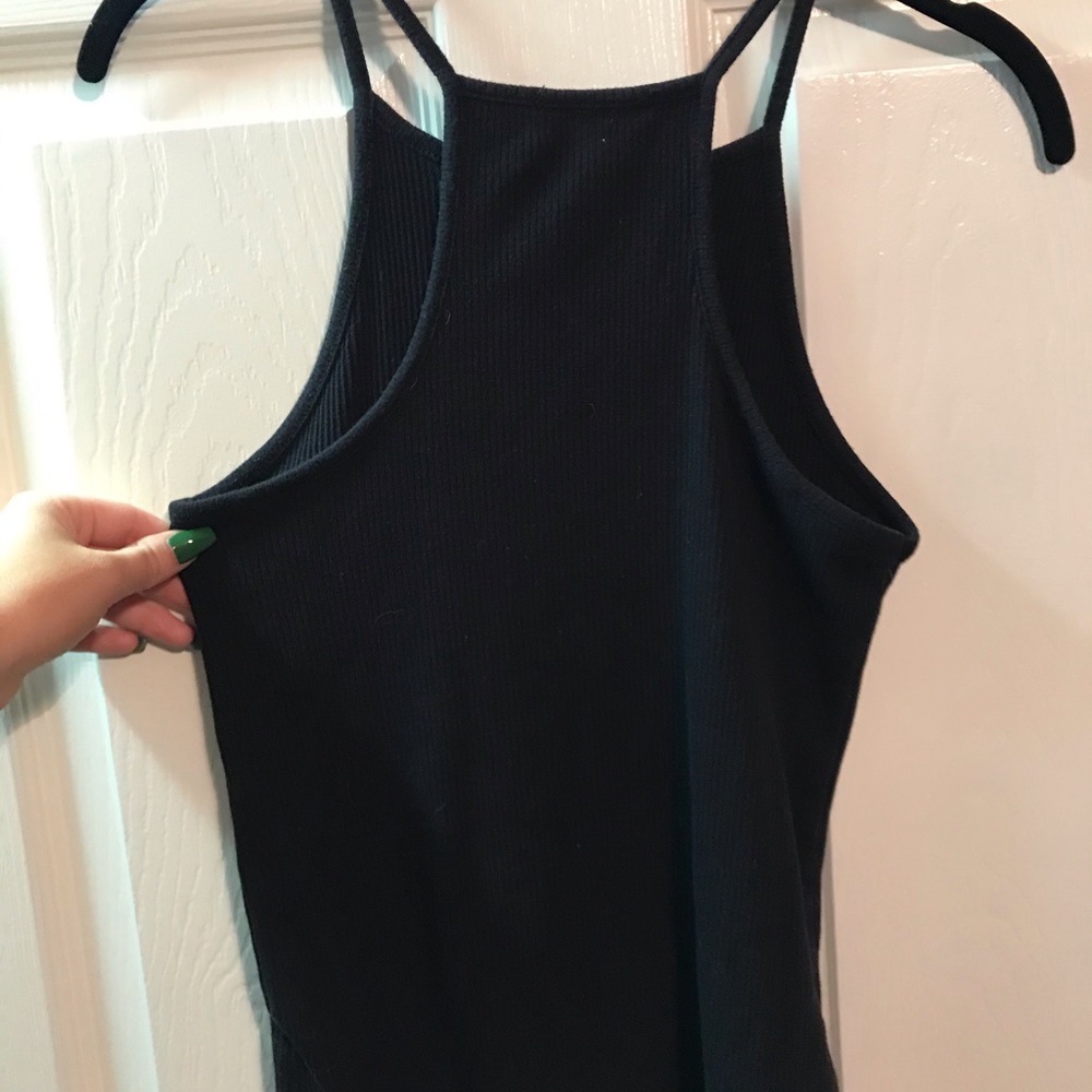 Black racerback crop top.